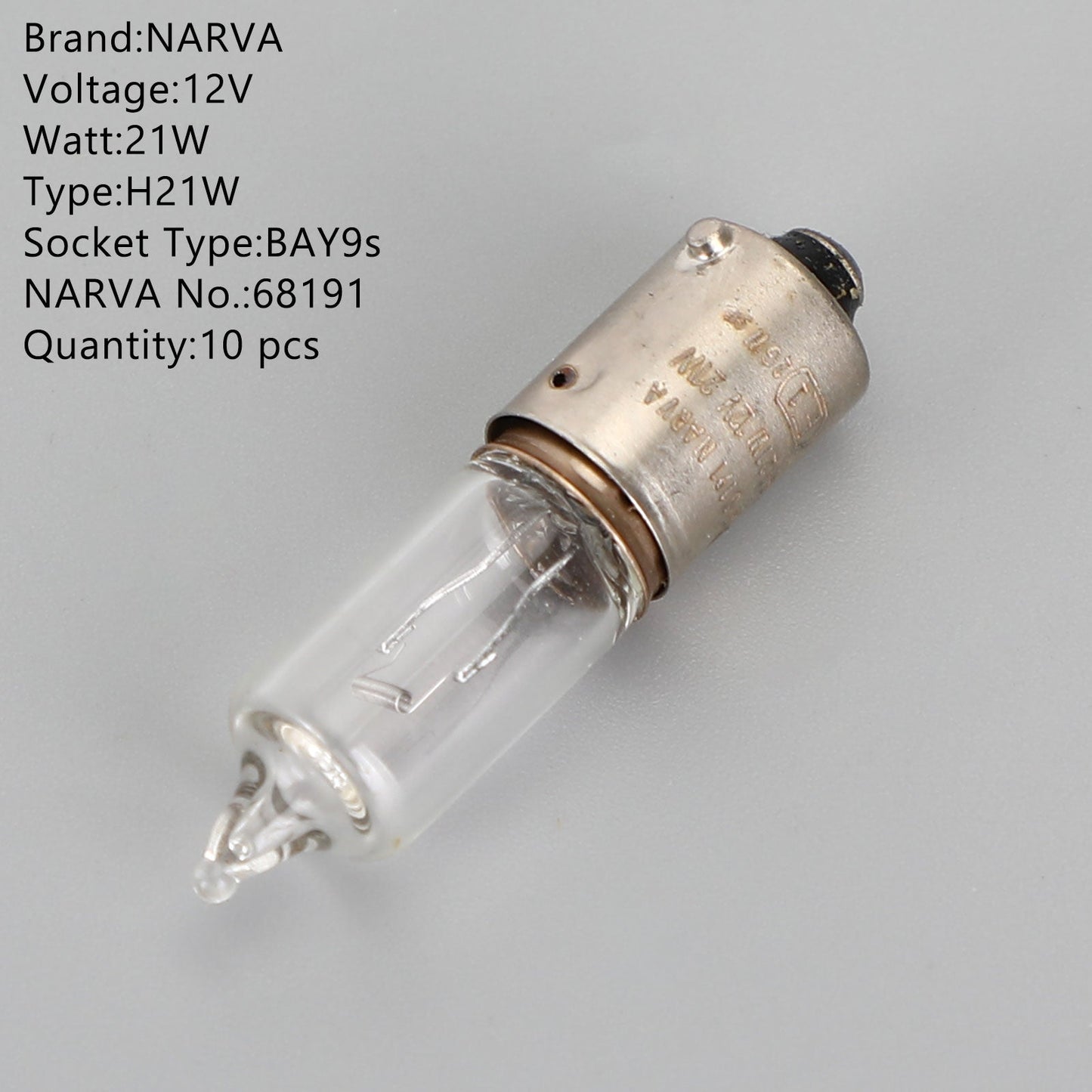 10x For NARVA 68191 Car Auxiliary Bulbs H21W 12V21W BAY9s