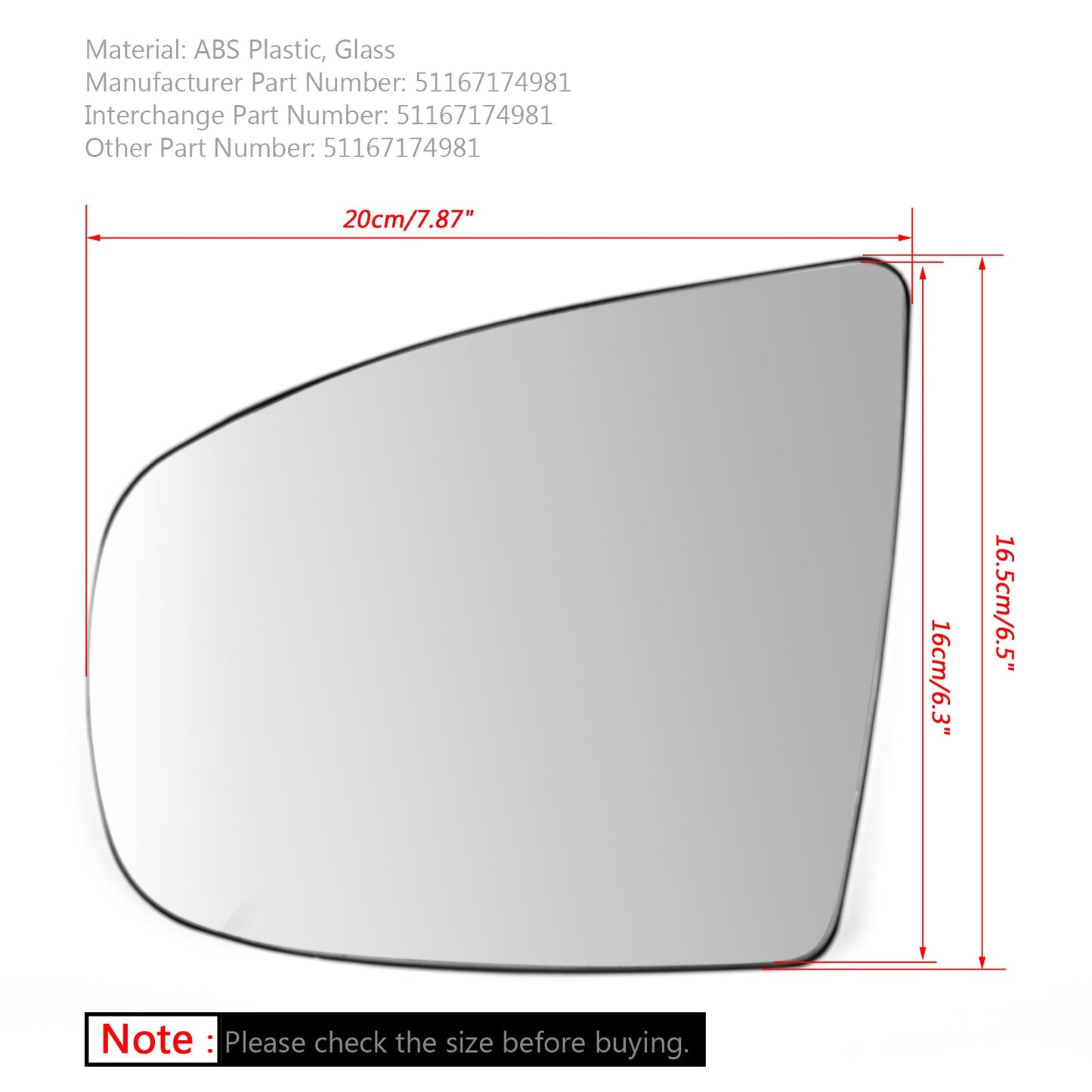 2008-2014 BMW X5 X6 E70 E71 E72 Left Heated Wing Side Mirror White Glass