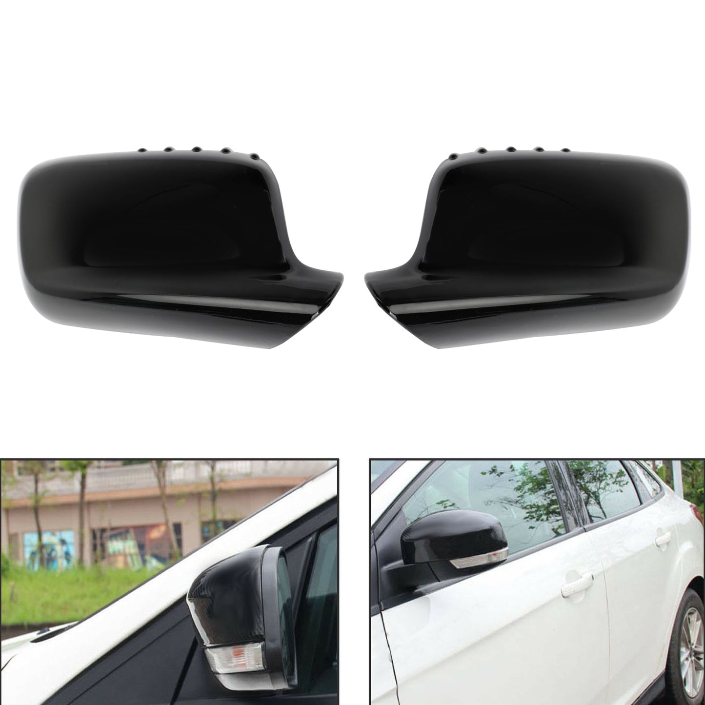 2001-2008 BMW 7-Series E65 Pair Mirror Cover Cap Black 51167074236 51167074235