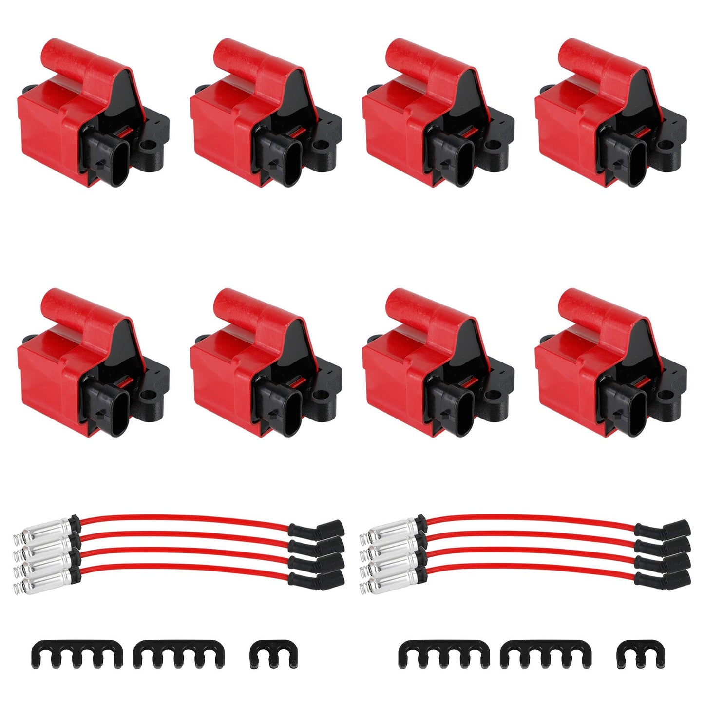 Chevr SONORA 2003-2004 8x D581 Square Ignition Coils Ultra High & Spark Plug Wires 3859078 12556893 12558693