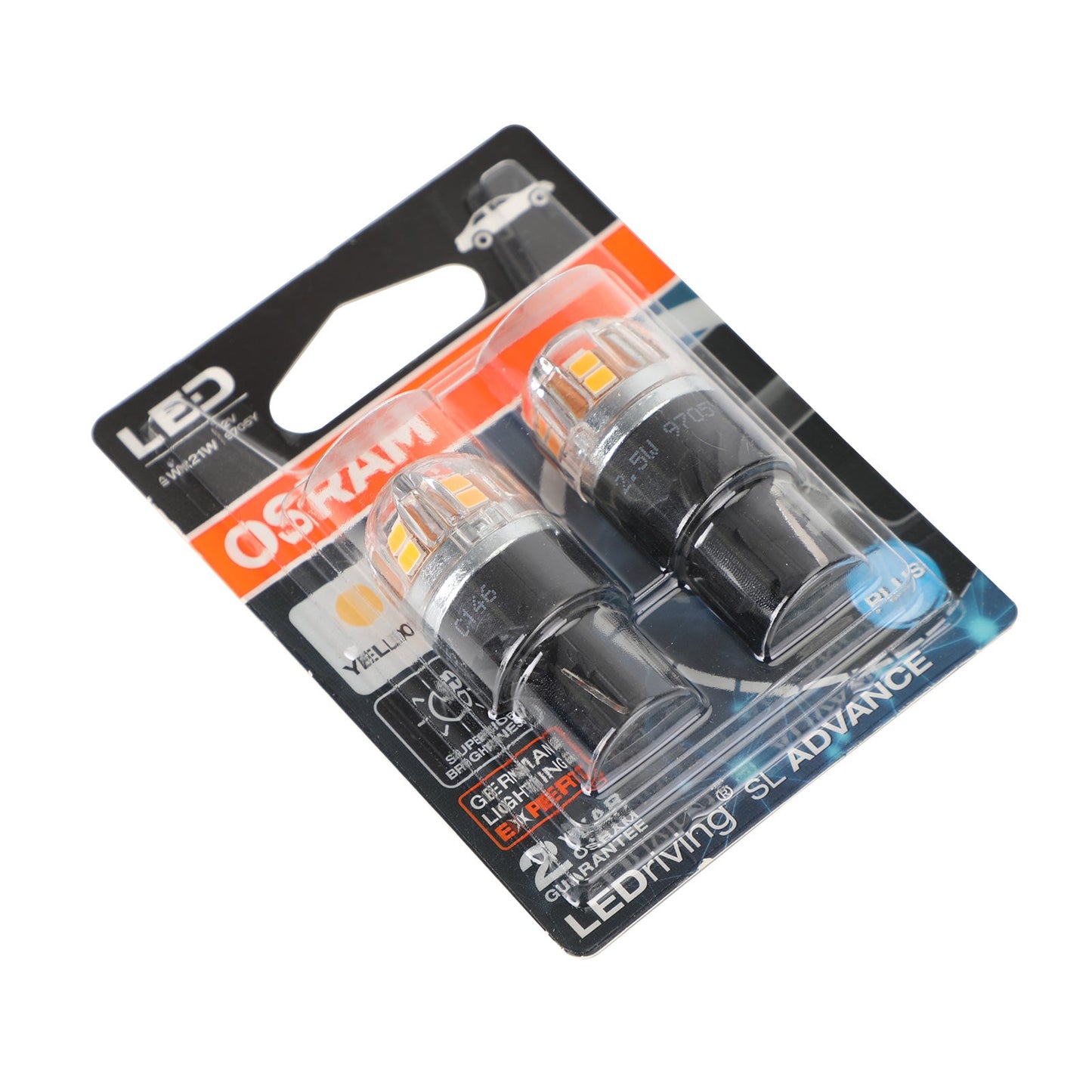 2x For OSRAM 9705Y Car Auxiliary Bulbs LED WY21W 12V2.5W WX3x16d