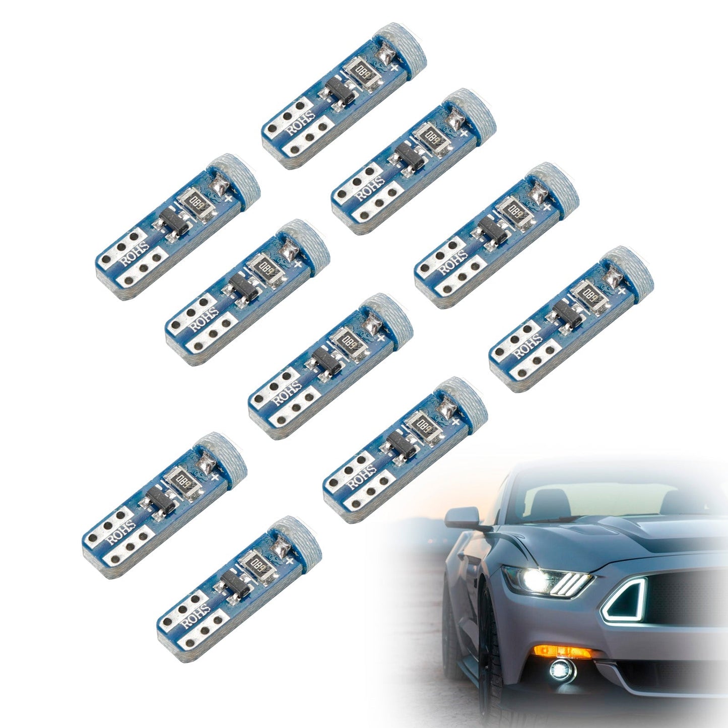 10X For HELLA LED Retrofit 2721W Wedge T5 12V 1W W2X4.6D 6000K