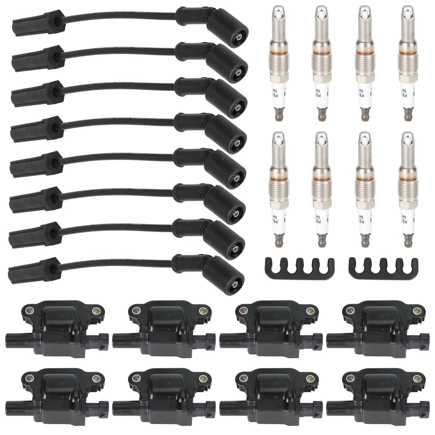 8PCS D510C E893 UF413 Square Ignition Coil+Spark Plug+Wires 12611424 For Silverado 1500 Tahoe GMC