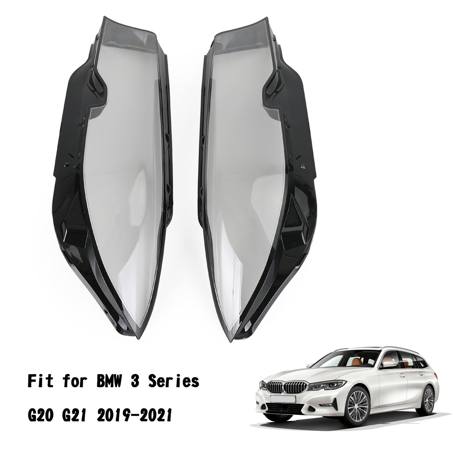 2019-2021 BMW 3 Series G20 G21 Left +Right Headlight Lens Plastic Cover Shell