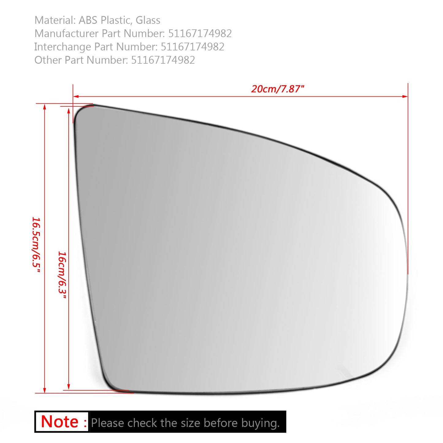 2008-2014 BMW X5 X6 E70 E71 E72 Right Heated Wing Side Mirror White Glass