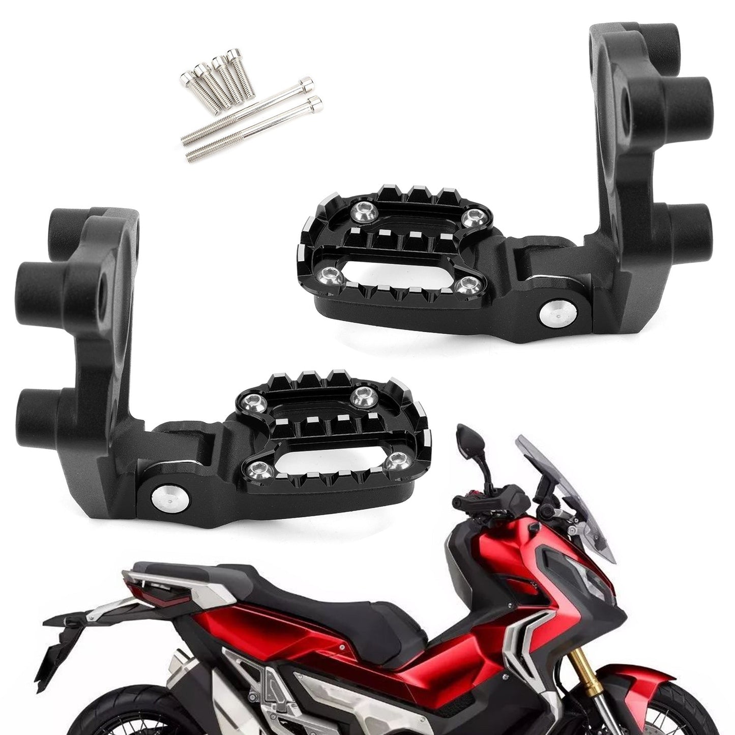 Moto Folding Footrests Foot Pegs Rear Pedals For Honda X-ADV 750 2017-2018 Black