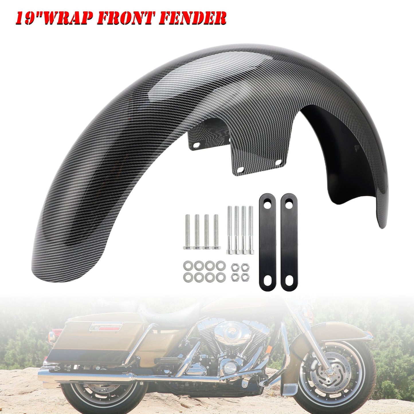 Touring Electra Street Road Glide Baggers FLHT FLHR 19" Wrap Front Fender ABS