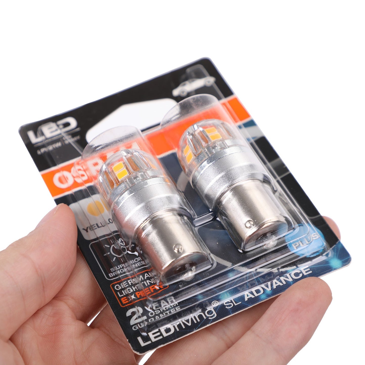 2x OSRAM 9456Y Car Auxiliary Bulbs LED PY21W 12V2.5W BAU15s