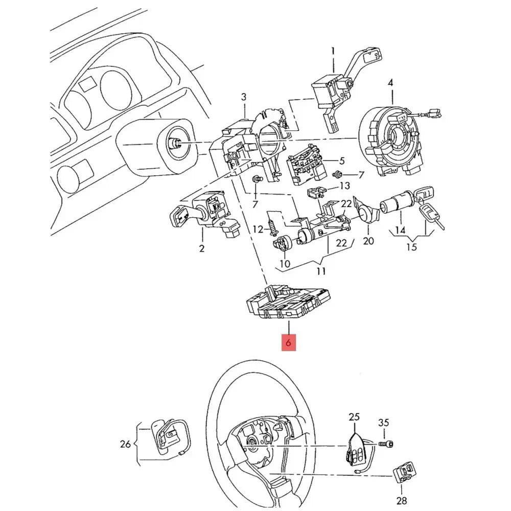 2005-2009 Seat Toledo 1K0953549CH Steering Wheel Module Multifunction Cruise Control