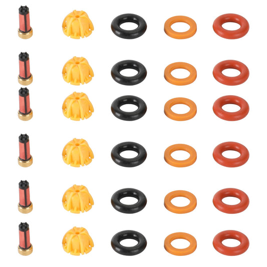 1991-1995 BMW 525I 6 set Fuel Injectors Repair Seal Kit 0280150415 13641730060 13641730080 62429 FJ292 Champoo