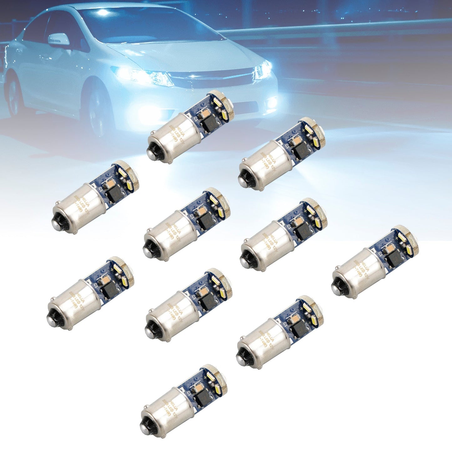 10X For HELLA LED Retrofit 3893W T4W 12V 1.5W BA9S 6000K