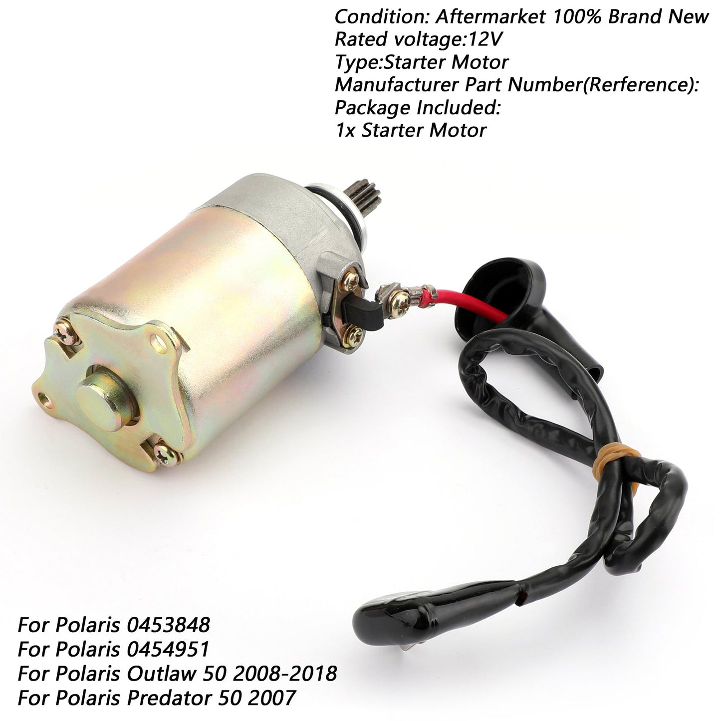 Electric Starter Motor WITH WIRE For Polaris RZR 170 UTV 2009-17 0454488 0454945 Champoo