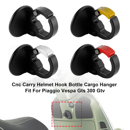 Cnc Carry Helmet Hook Bottle Cargo Hanger Fit For Piaggio Vespa Gts 300 Gtv Silver