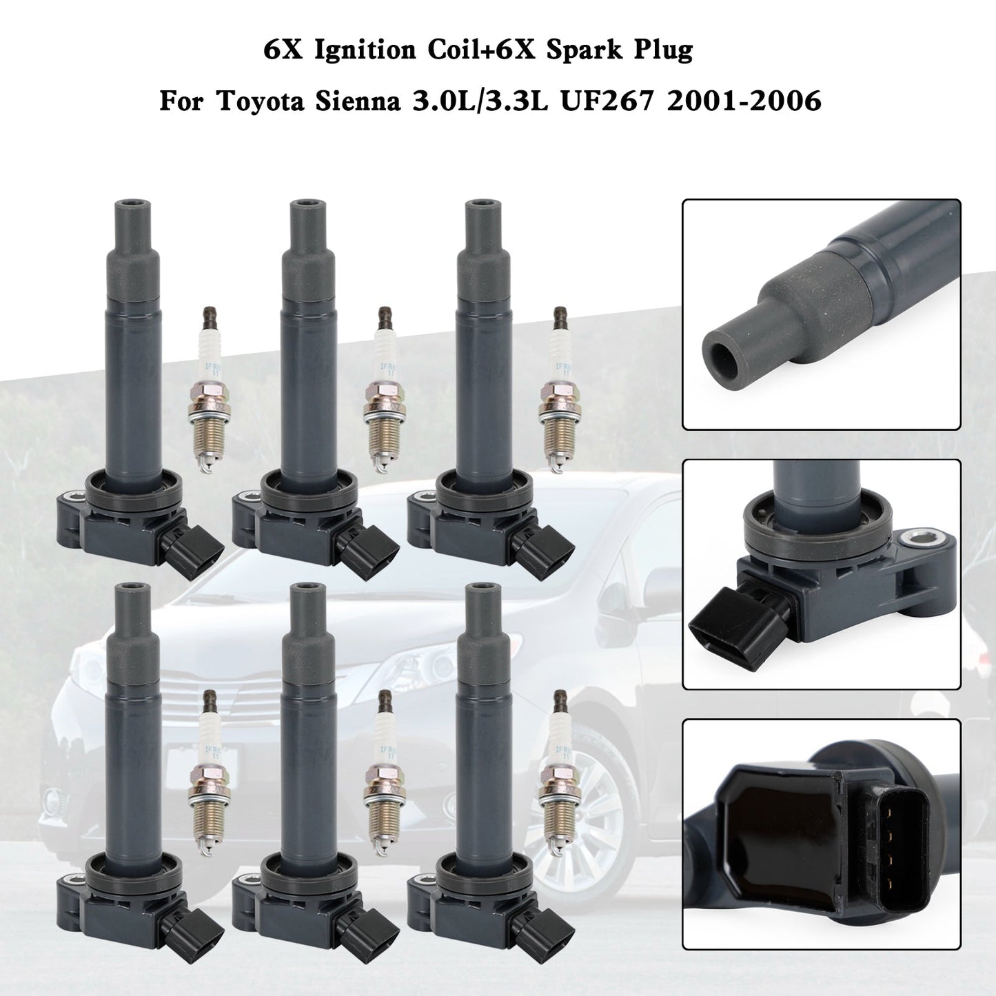 1999-2003 Lexus ES300/RX300 3.0L V6 6PCS Ignition Coil+6PCS Spark Plug 90919-02234 UF267 1788315 6731301