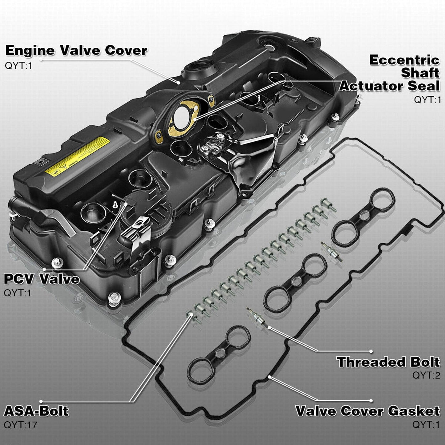 2008-2013 BMW 128i L6 3.0L Valve Cover w/ Gasket Bolts 11127552281