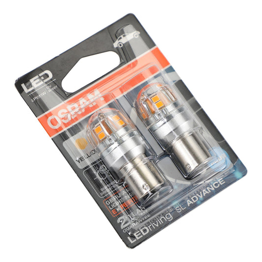 2x OSRAM 9456Y Car Auxiliary Bulbs LED PY21W 12V2.5W BAU15s