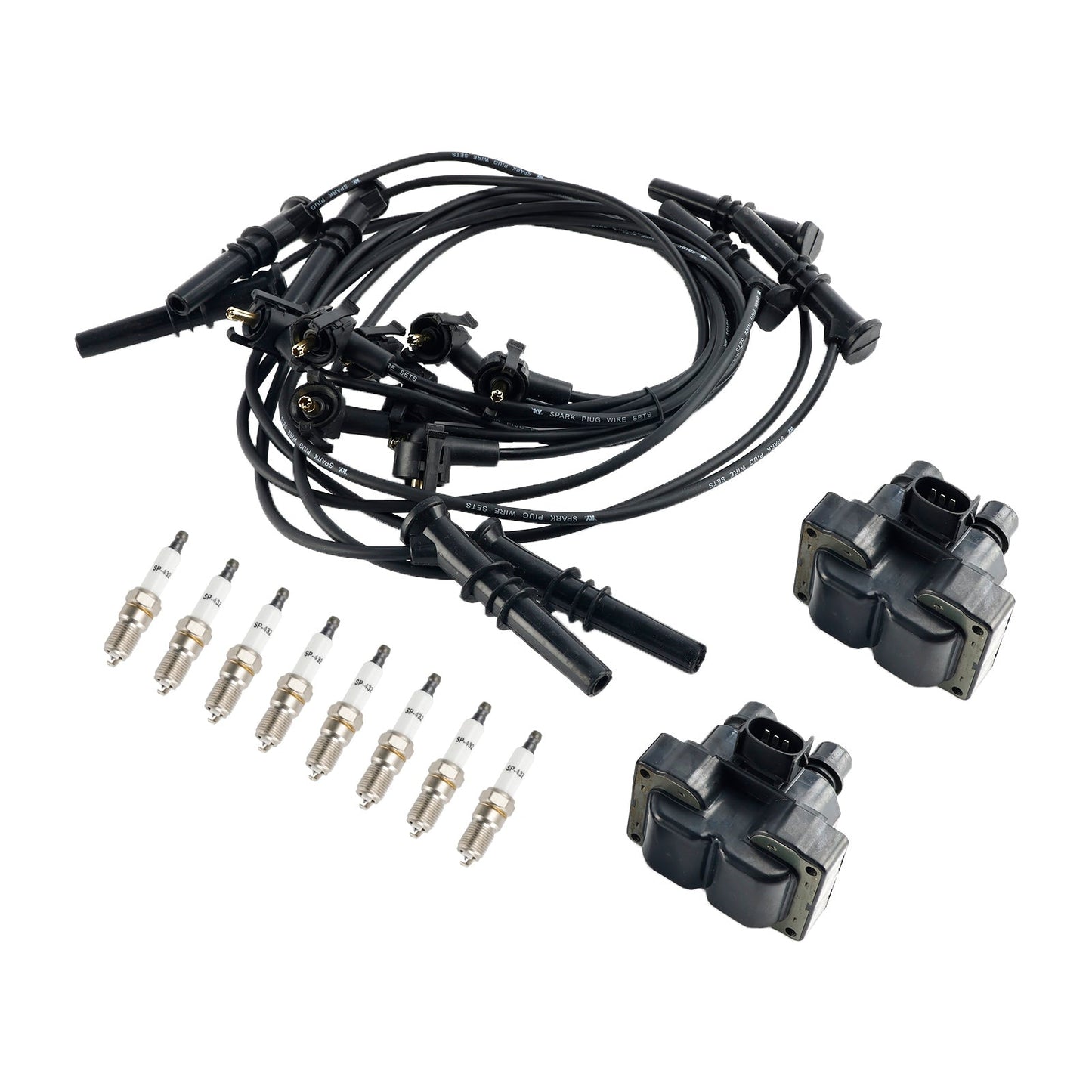 1991-1997 Lincoln Town Car V8 4.6L 2 Ignition Coil Pack 8 Spark Plugs and Wire Set FD487 DG530