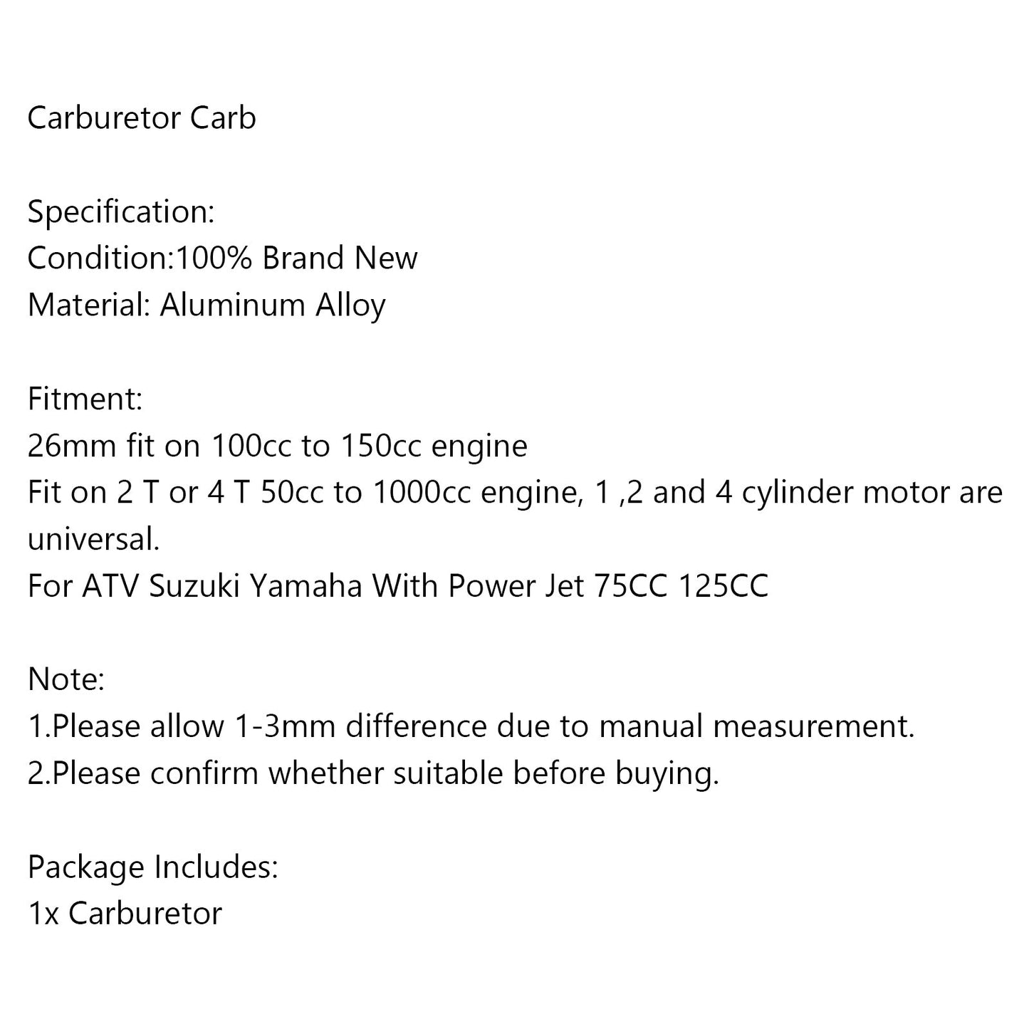 26MM Universal 26 MM PWK Motorcycle Carburetor For Keihin Mikuni Dellorto Koso