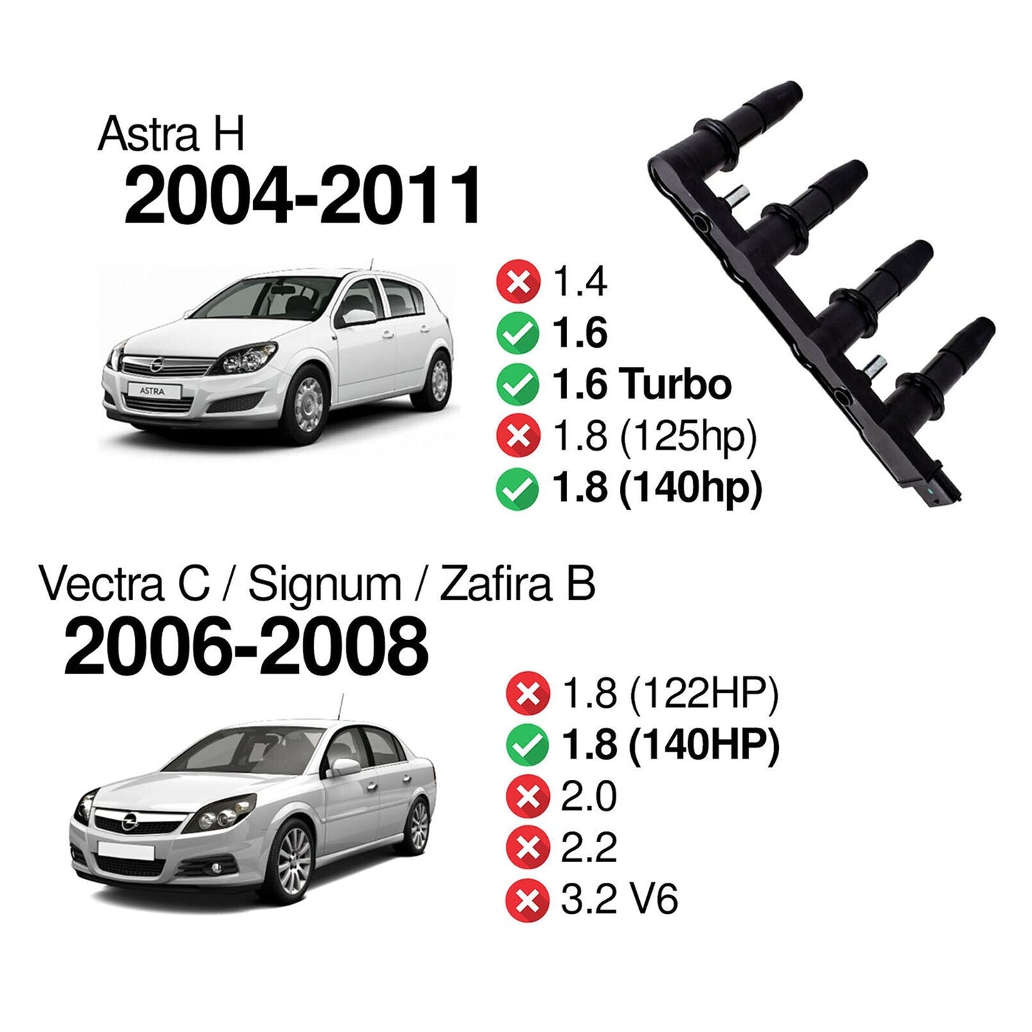 2004-2009 Vauxhall Astra H Ignition Coil Pack 95517924 120821