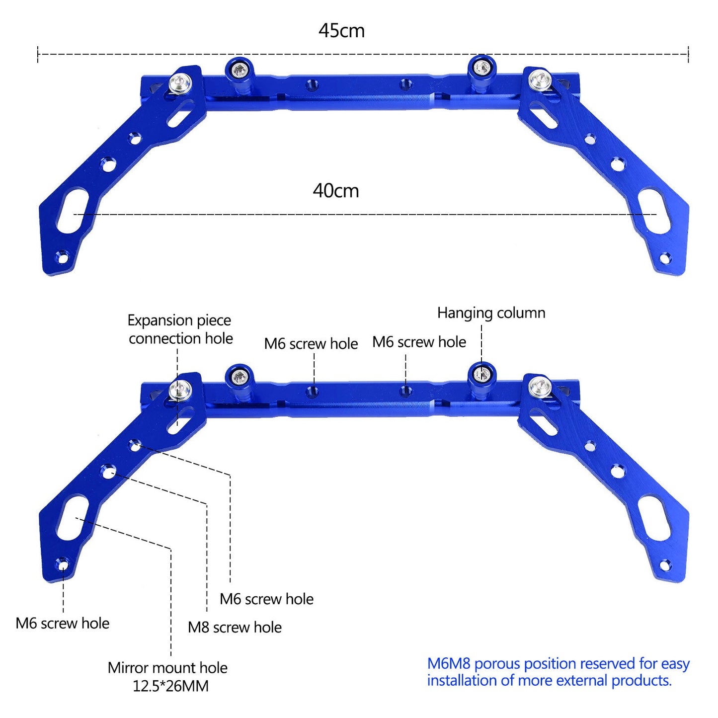 Cnc Adjustable Balance Cross Handle Bar Aluminum Lever Blue Fits For Motor