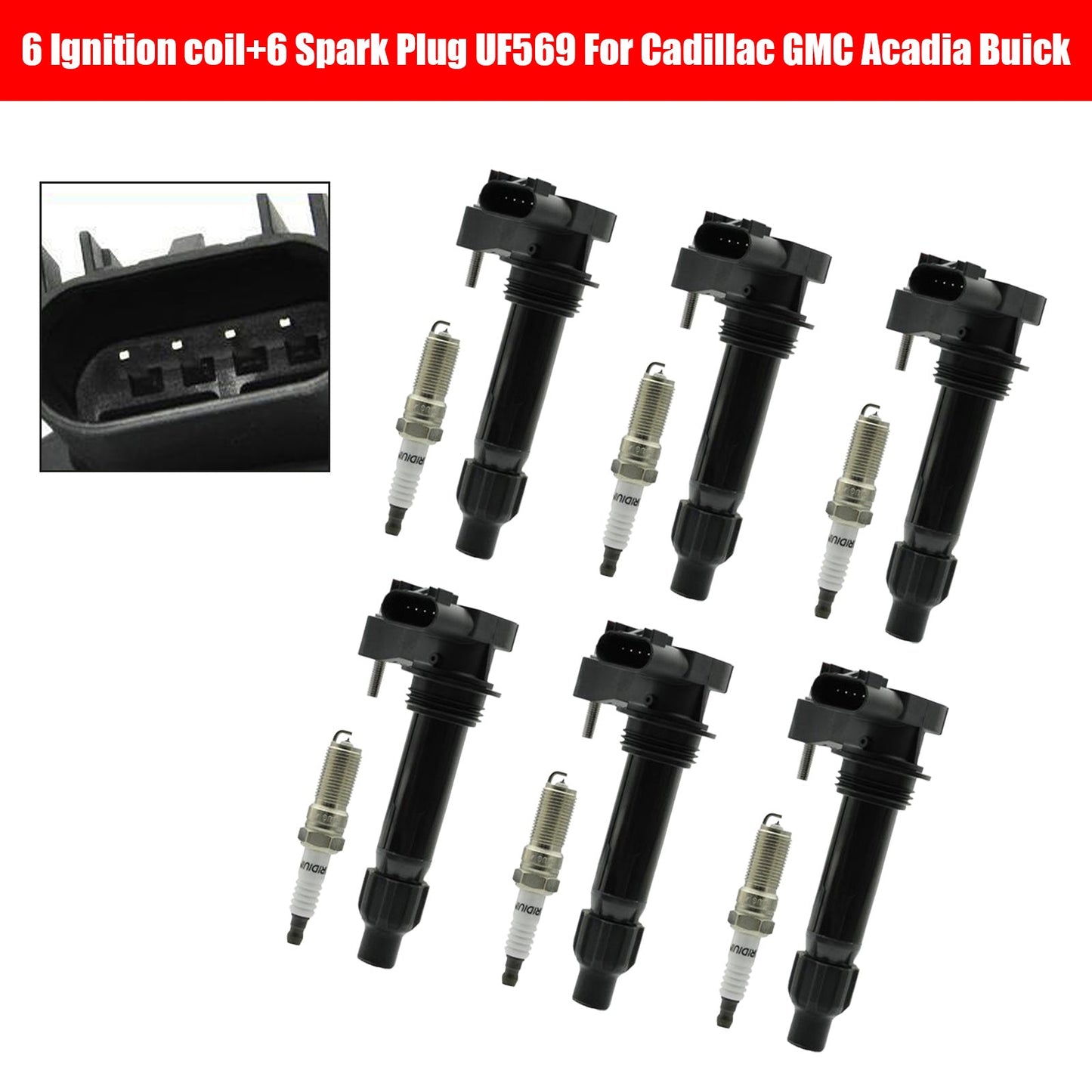 2010 Buick Allure V6 3.0L 3.6L 6PCS Ignition coil+6PCS Spark Plug UF569 D515C 12610626 12618542