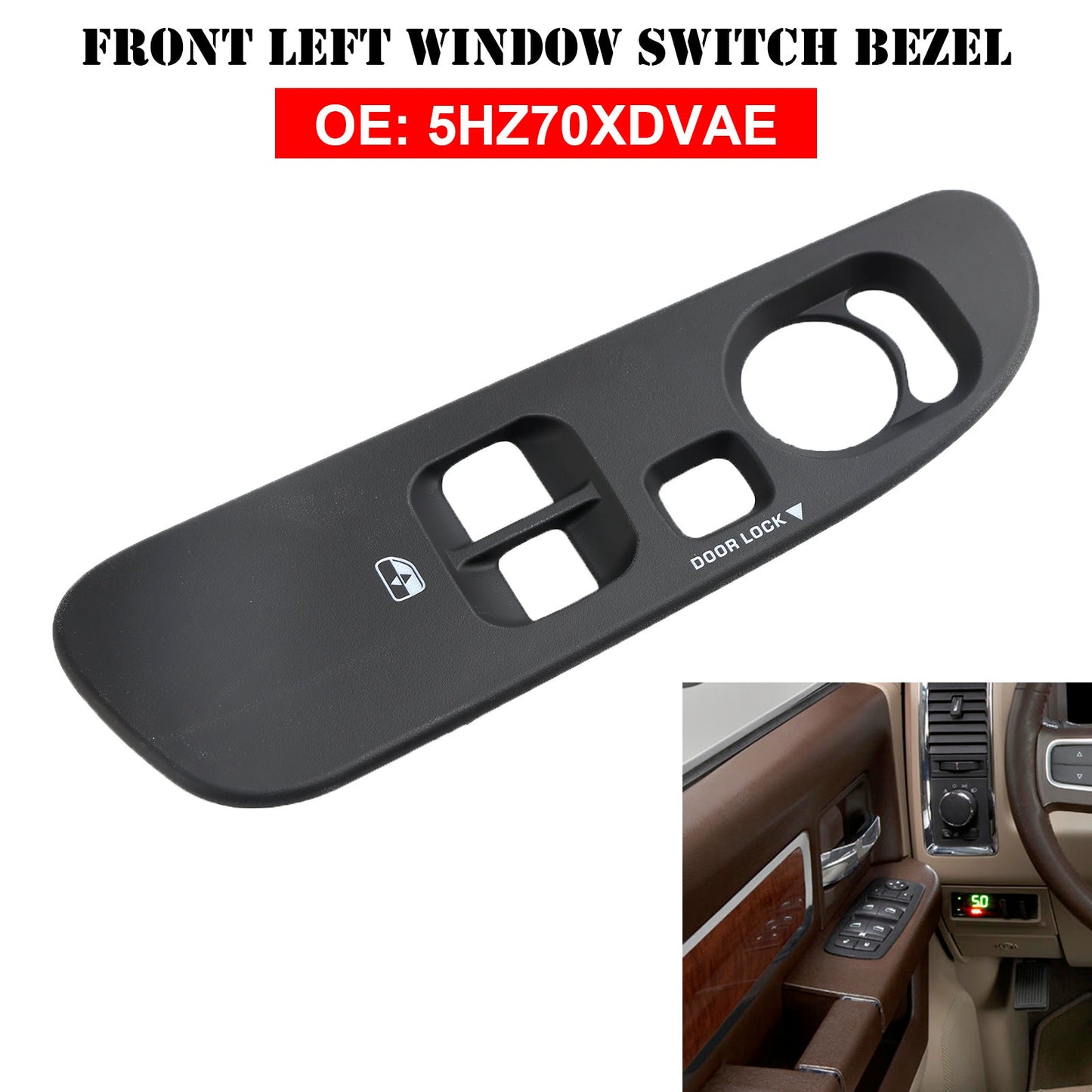 2006 2007 2009 Dodge Ram 1500 Sport Front Left Window Switch Bezel 5HZ70XDVAE 5HZ70XDVAE