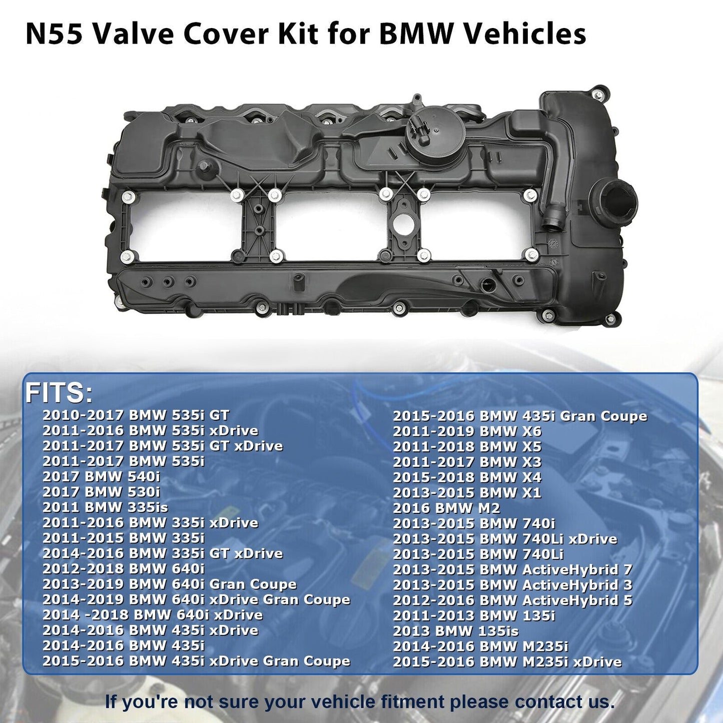 2012-2013 BMW E82/E88 135is 3.0L Turbocharged N55B30 Engine Valve Cover w / Gasket+Cap 11127570292 E346-AS