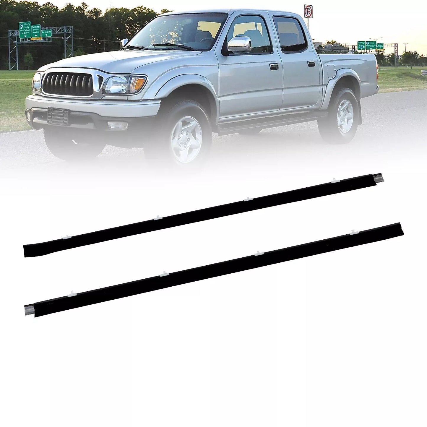 1995-2004 Tacoma Toyota 2pcs WP685VZ Front Door Window Belt Weatherstrip Moulding Trim Seal