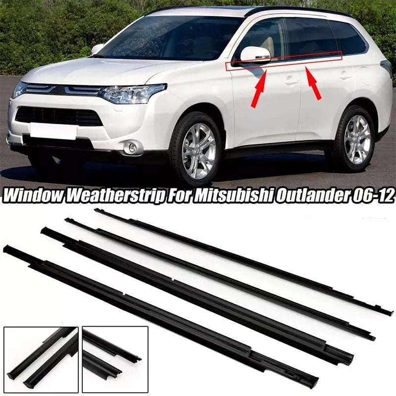 2006-2012 Mitsubishi Outlander 5757A003 5757A004 4PCS Car Outside Window Weatherstrip Seal Belt Moulding Trim