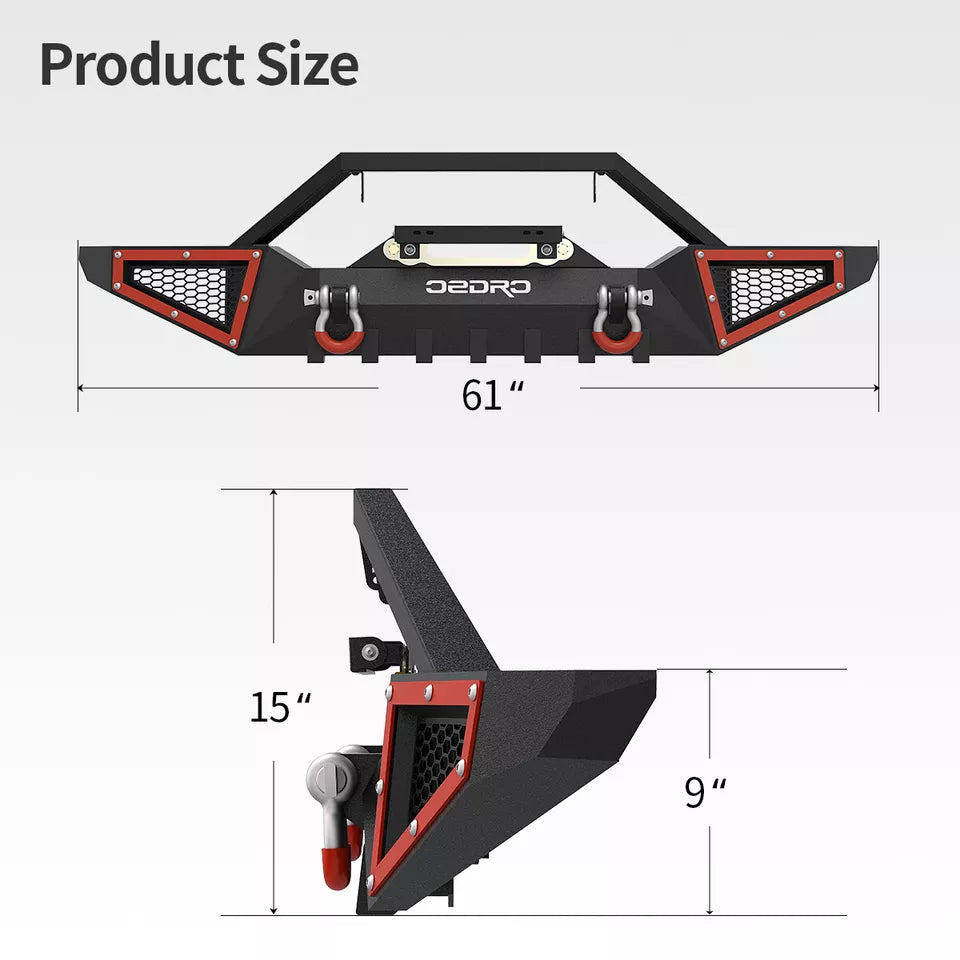 2007-2018 Jeep Wrangler JK Unlimited Front Bumper With Winch Plate