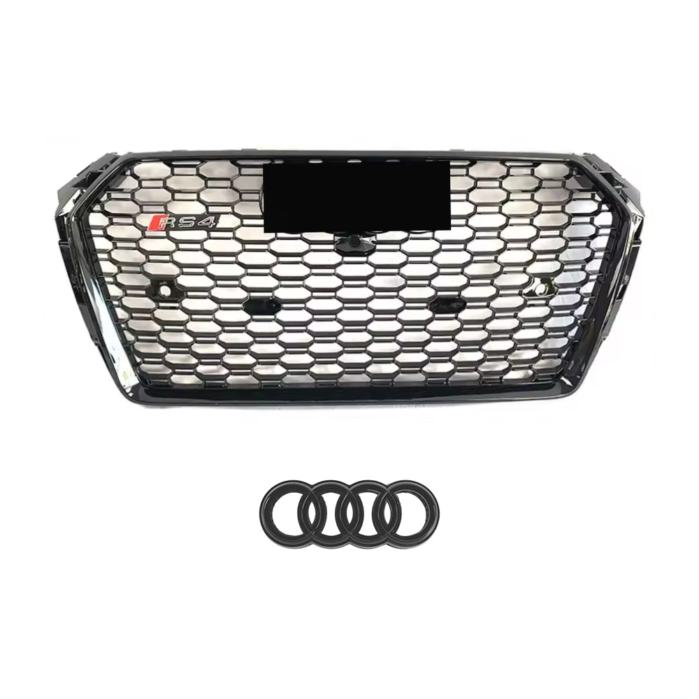 2016-2019 Audi A4 S4 B9 To RS4 Style Front Silver And Glossy Black Bumper Grill