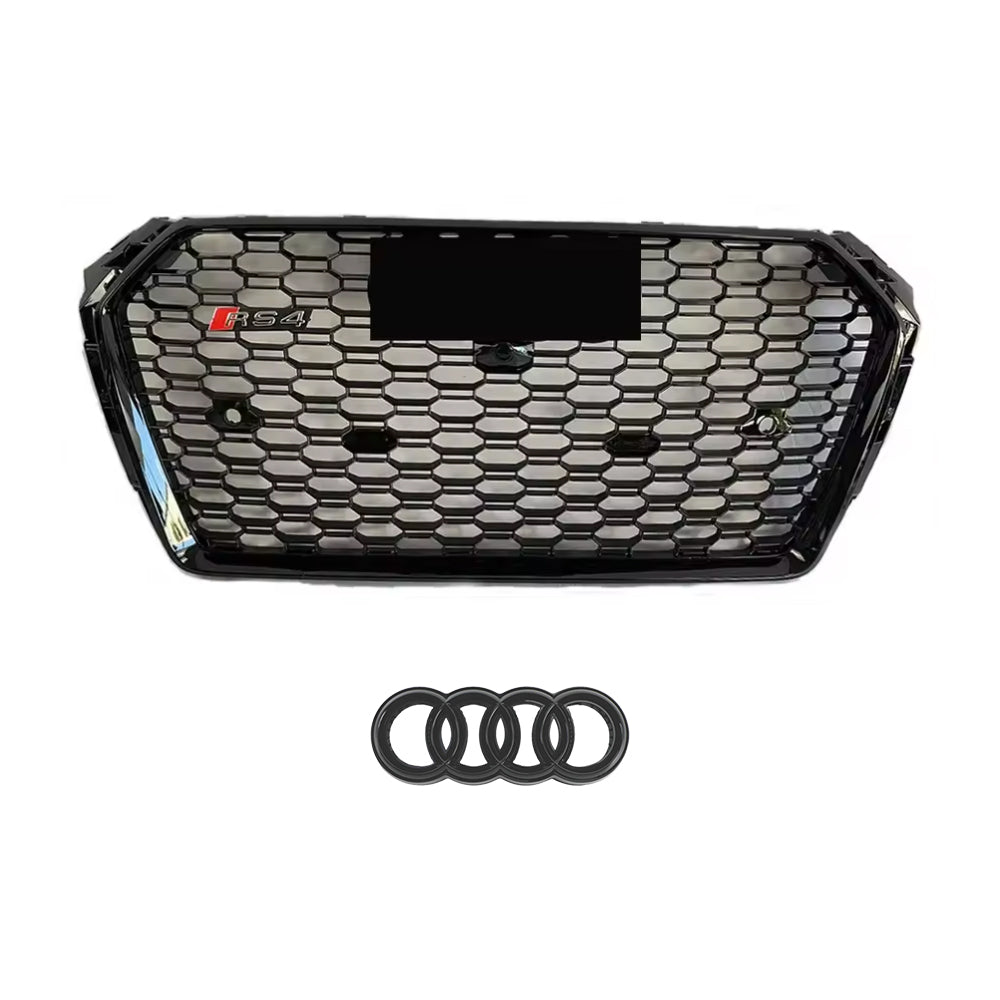 2016-2019 Audi A4 S4 B9 To RS4 Style Front Silver And Glossy Black Bumper Grill